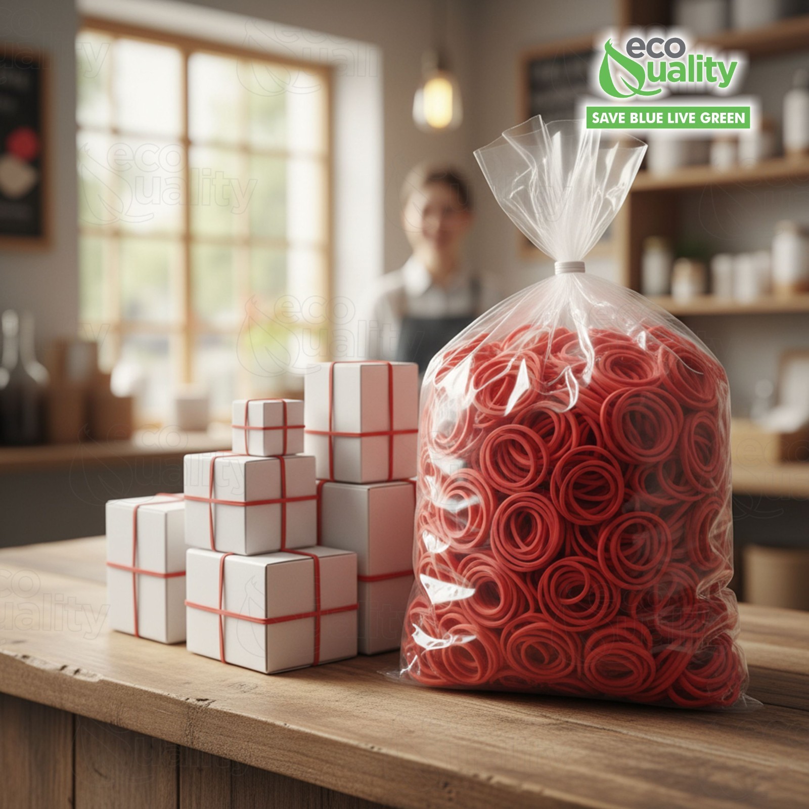 [1 Pack] Red Rubber Bands Size #10 (1-1/4 x 1/16 in.) Approx 3700 pcs per Box