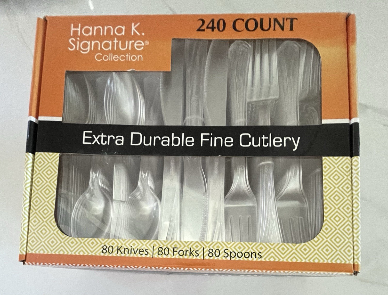 Hanna K. Signature 240 Piece Combo Cutlery Extra Durable Fine Cutlery Clear