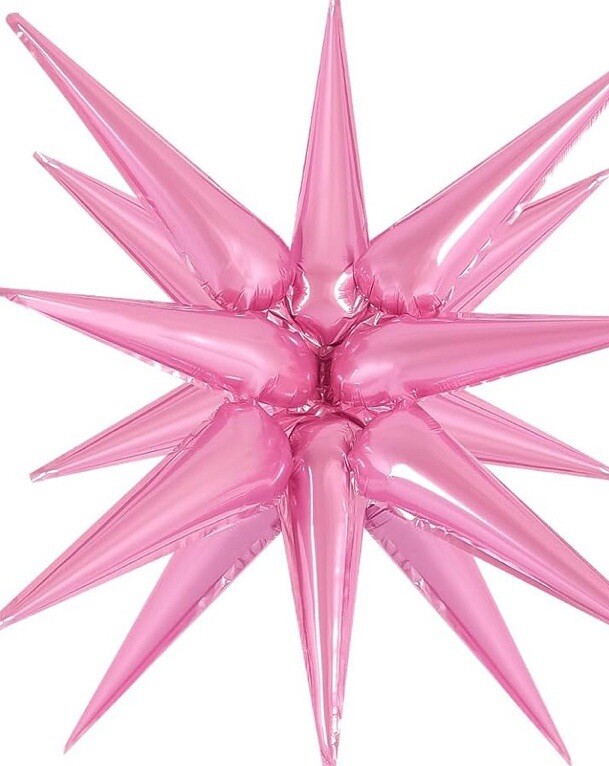26” Light Pink Star Explosion Starburst Foil Cone Balloon