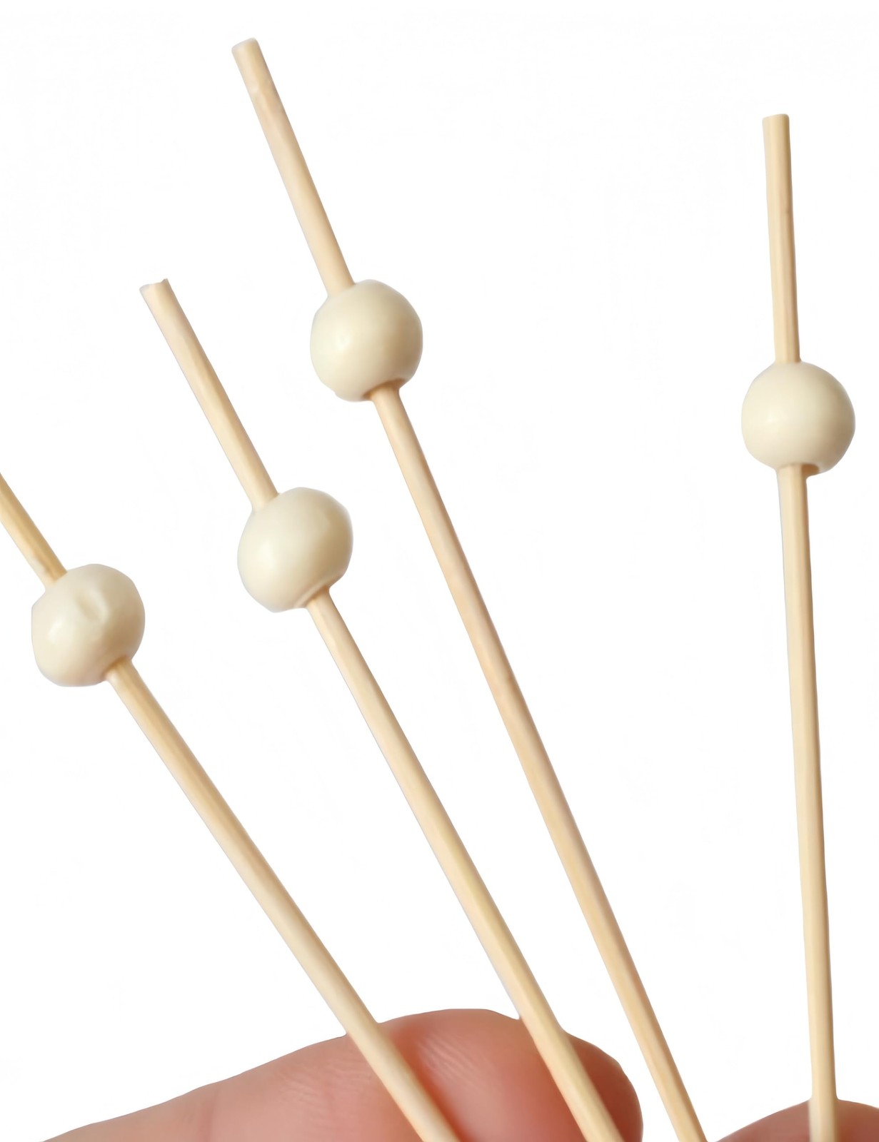 200 Pcs Cocktail Picks, 4.7 Inch Disposable Toothpick, Natural Round Beads Fo…
