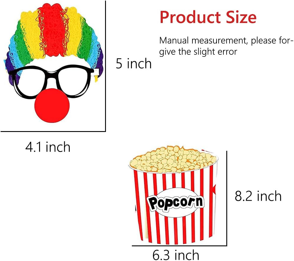 36Pcs Circus Photo Booth Props with Sticker Funny Carnival Theme Party Decoratio