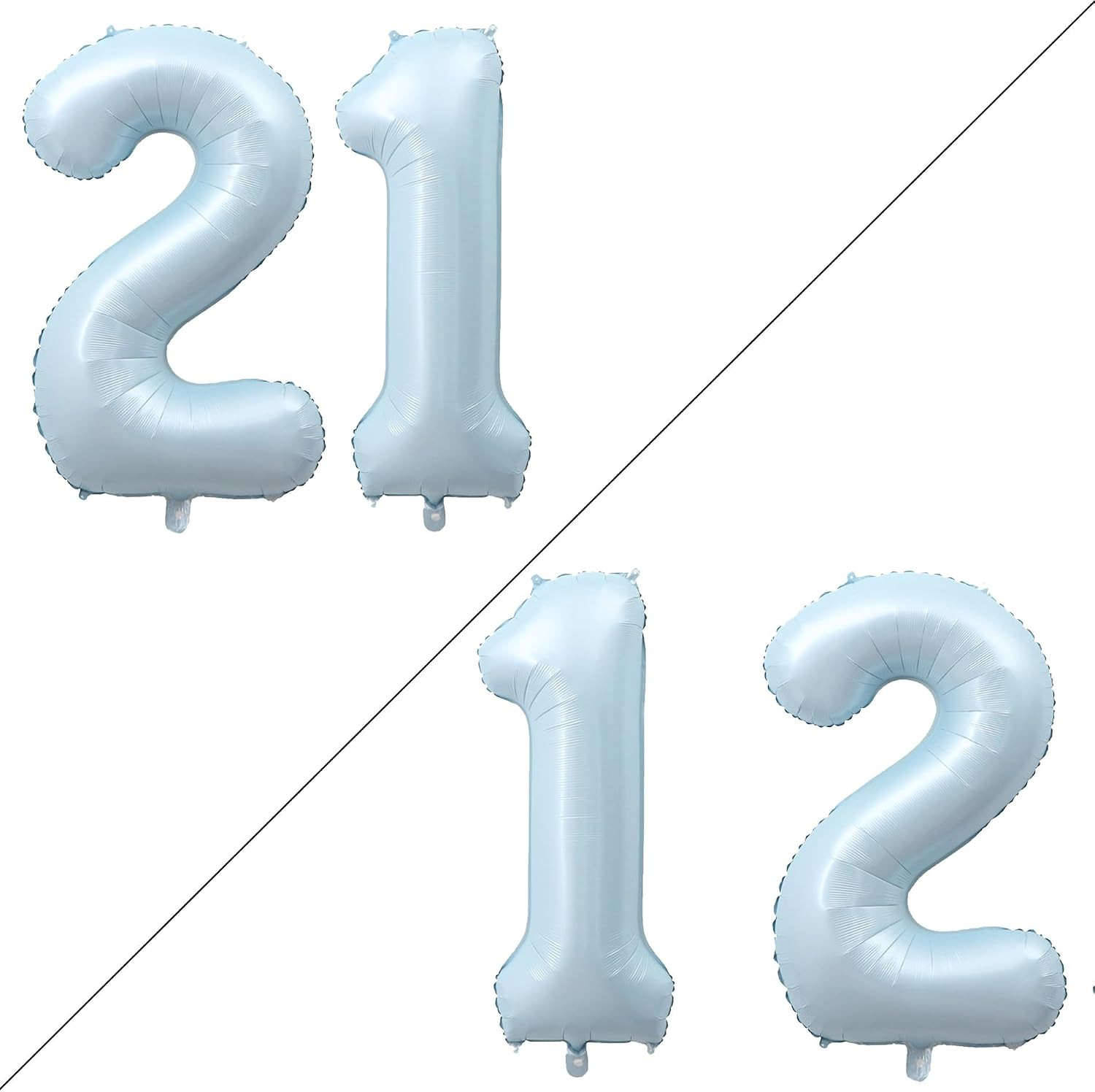40 Inch Light Blue Number 21 Balloons Giant Foil Mylar Helium | 12Th or 21St Ann