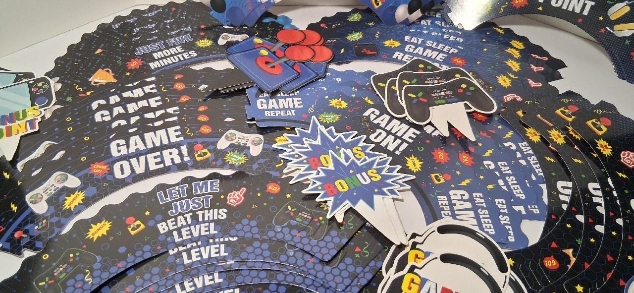 NEW Video Game Cupcake Decor Toppers Wraps Birthday Gamer Cake Party 95 Pieces