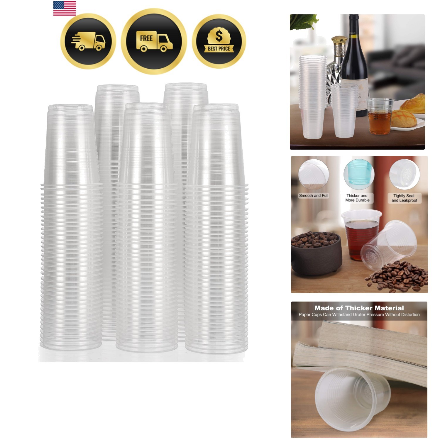 Clear Plastic Party Cups – 100 Pack, 8 Oz Each