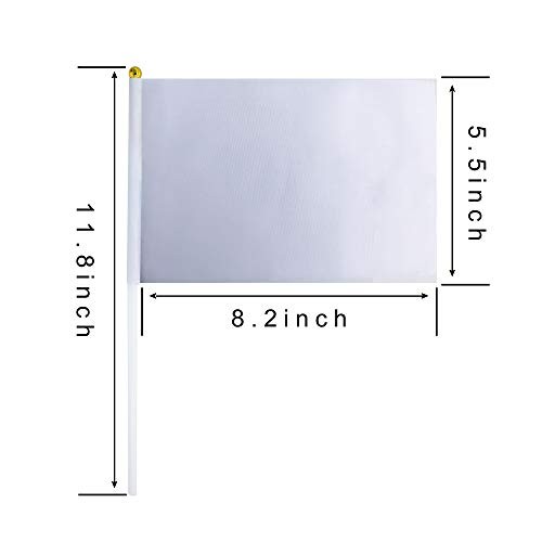 25 Pack Solid Blank Flag Small Mini Plain DIY Flags On Stick, Party White