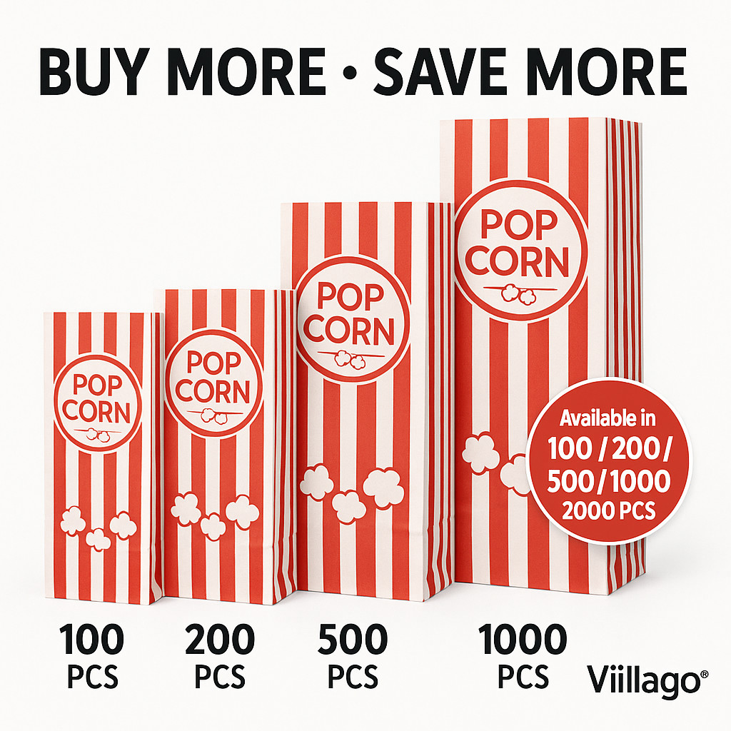 2 oz Popcorn Bags Red & White Striped Leak Proof Popcorn 4 3/4″ x 1″ x 12″ Party