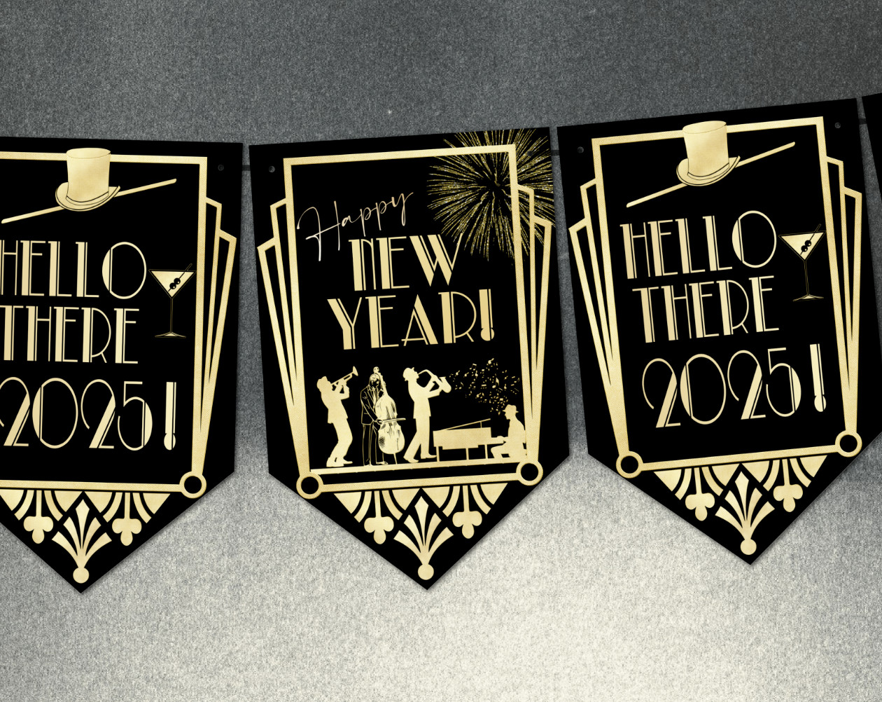New Year Gatsby Art Deco Roaring 20’s Bunting Party Celebration Bar Decoration