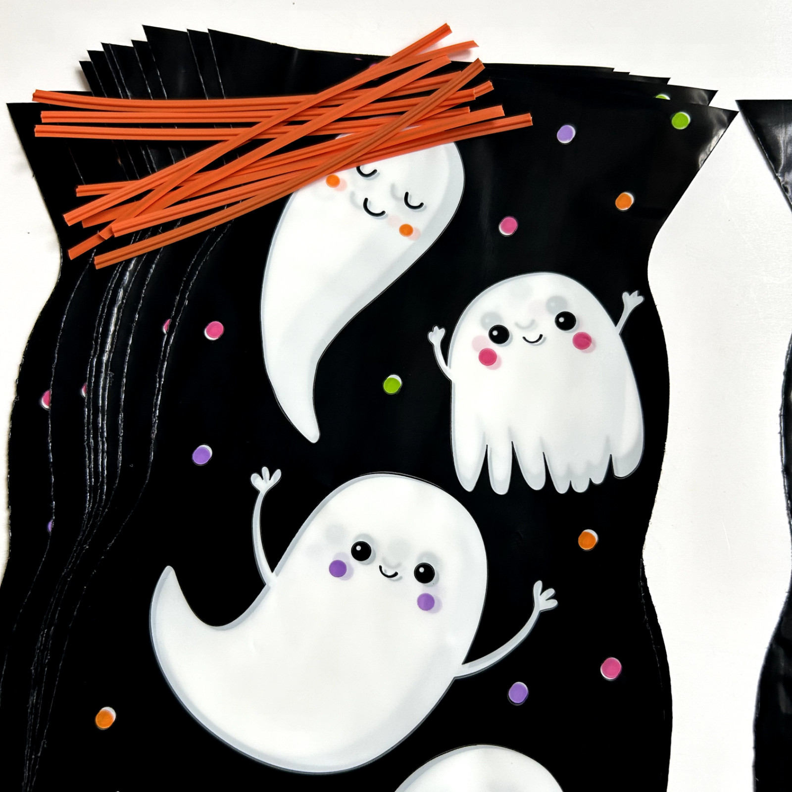 10 X Halloween SPOOKY GHOST CELLO Sweet Gift LOOT Bags TRICK OR TREAT BLACK
