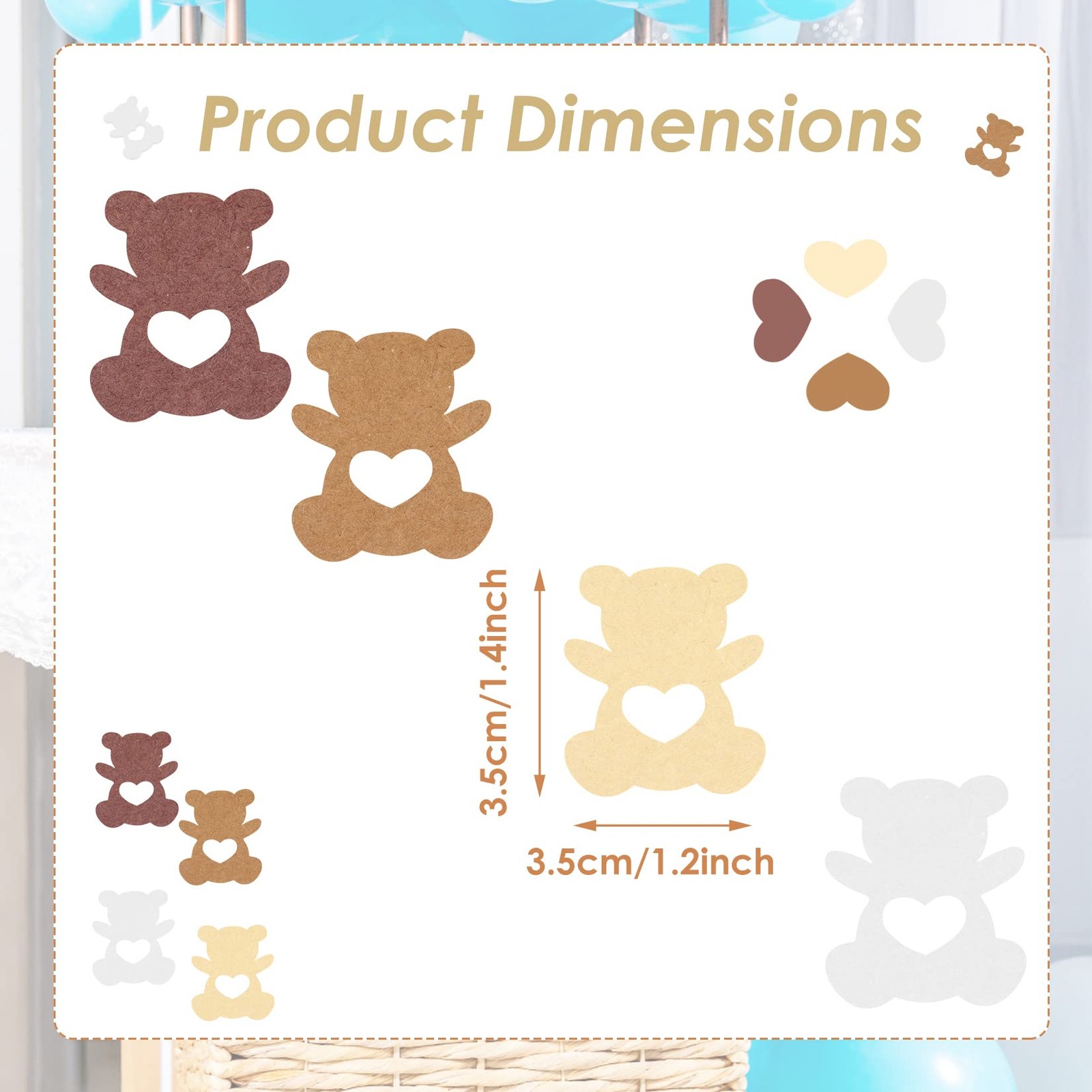 210 Pieces Bears with a Heart CutOut Confetti 210 Count (Pack of 1), Brown