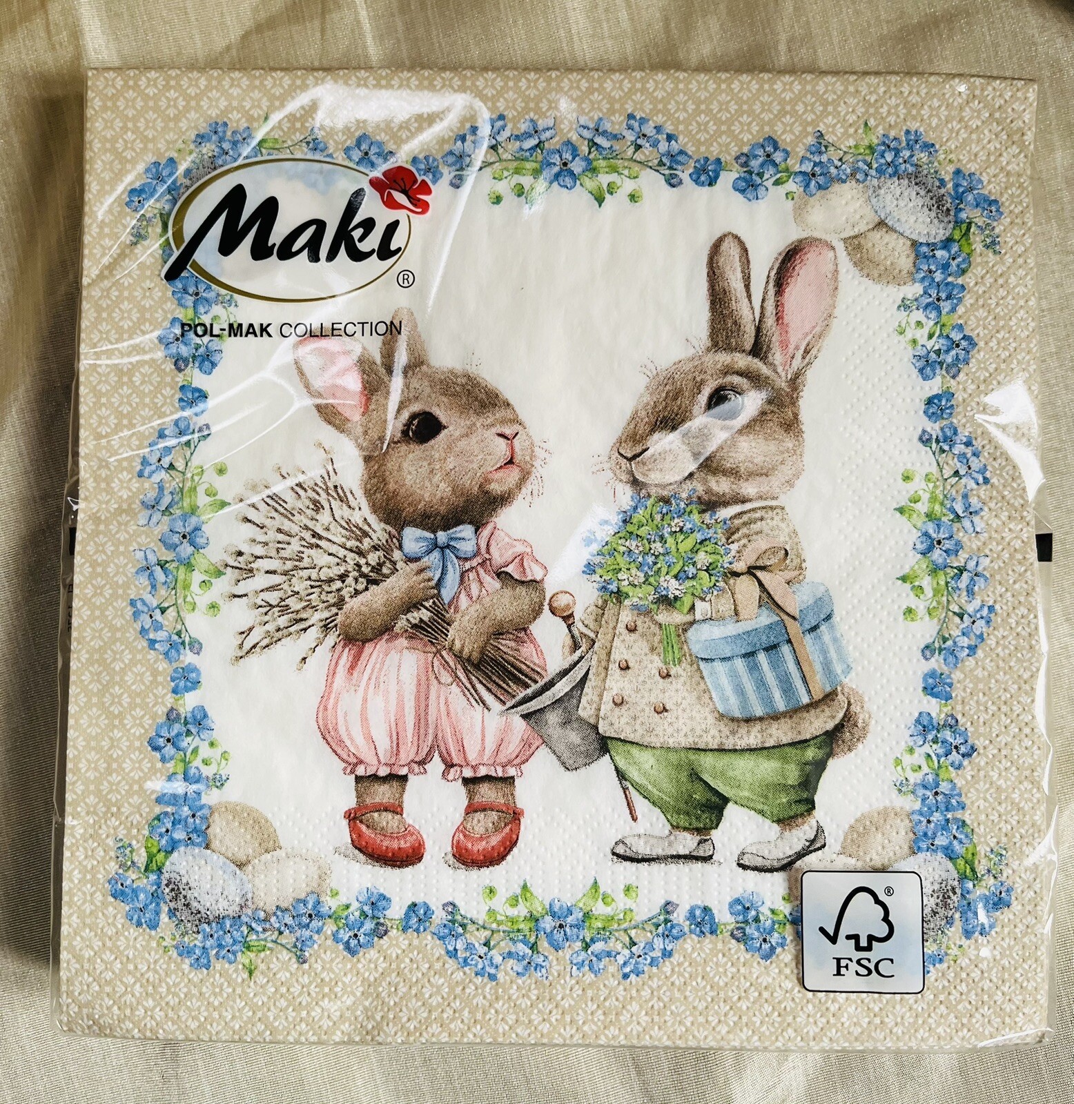Beautiful Spring Easter Bunny Pack Of 20 Luncheon Napkins New