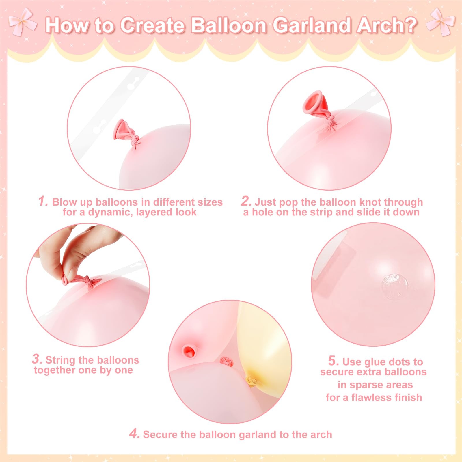 Pink and Yellow Balloon Arch Garland Kit, Coquette Bow Light Pink Yellow Pear…