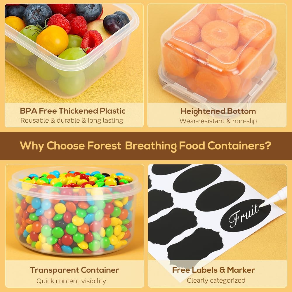 50 PCS Thicker Food Storage Containers with Lids, Clear Stackable Airtight Leakp