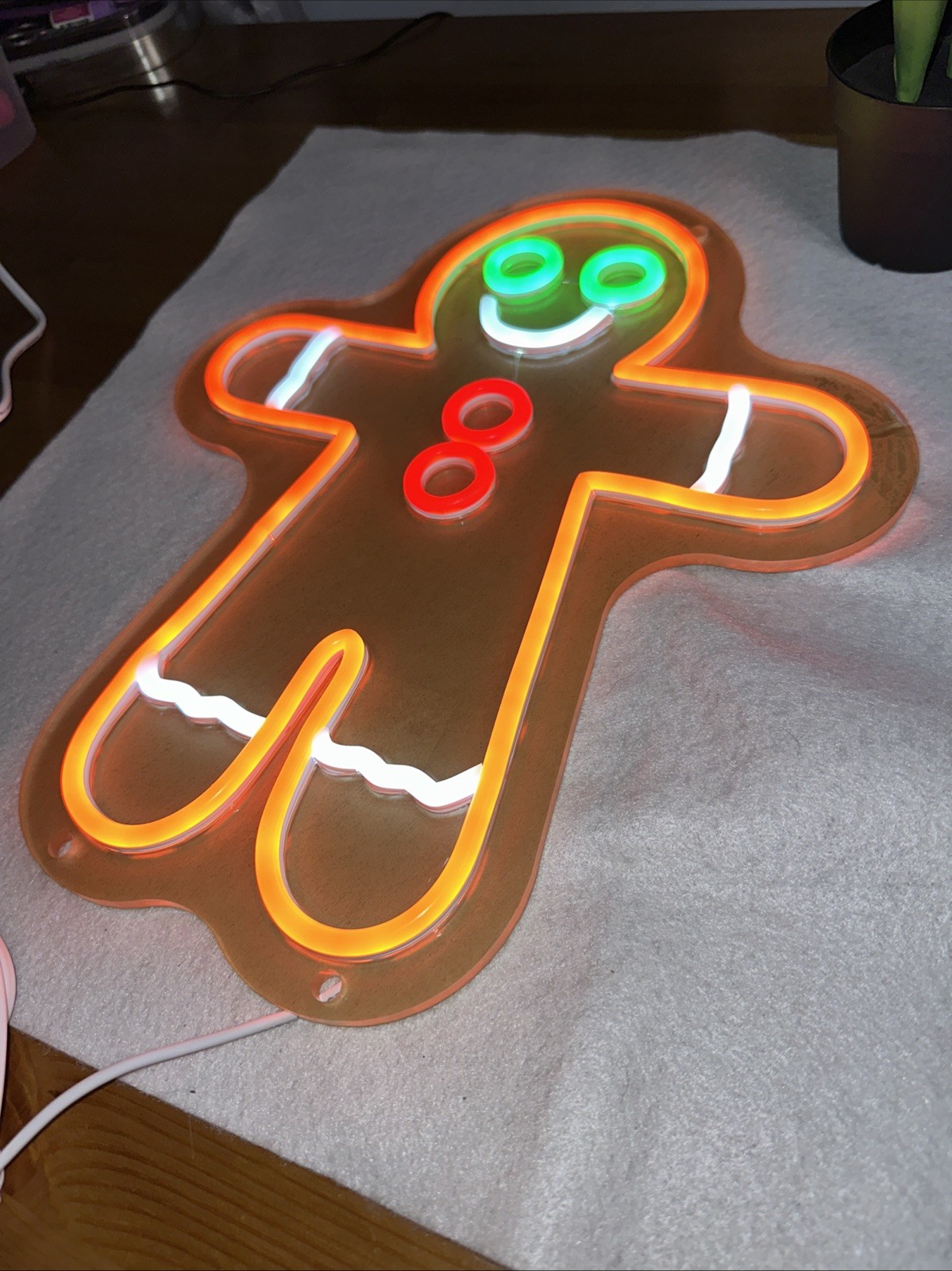 Gingerbread Man Neon Sign for Wall Decor Christmas Signs coloful 15”x13”