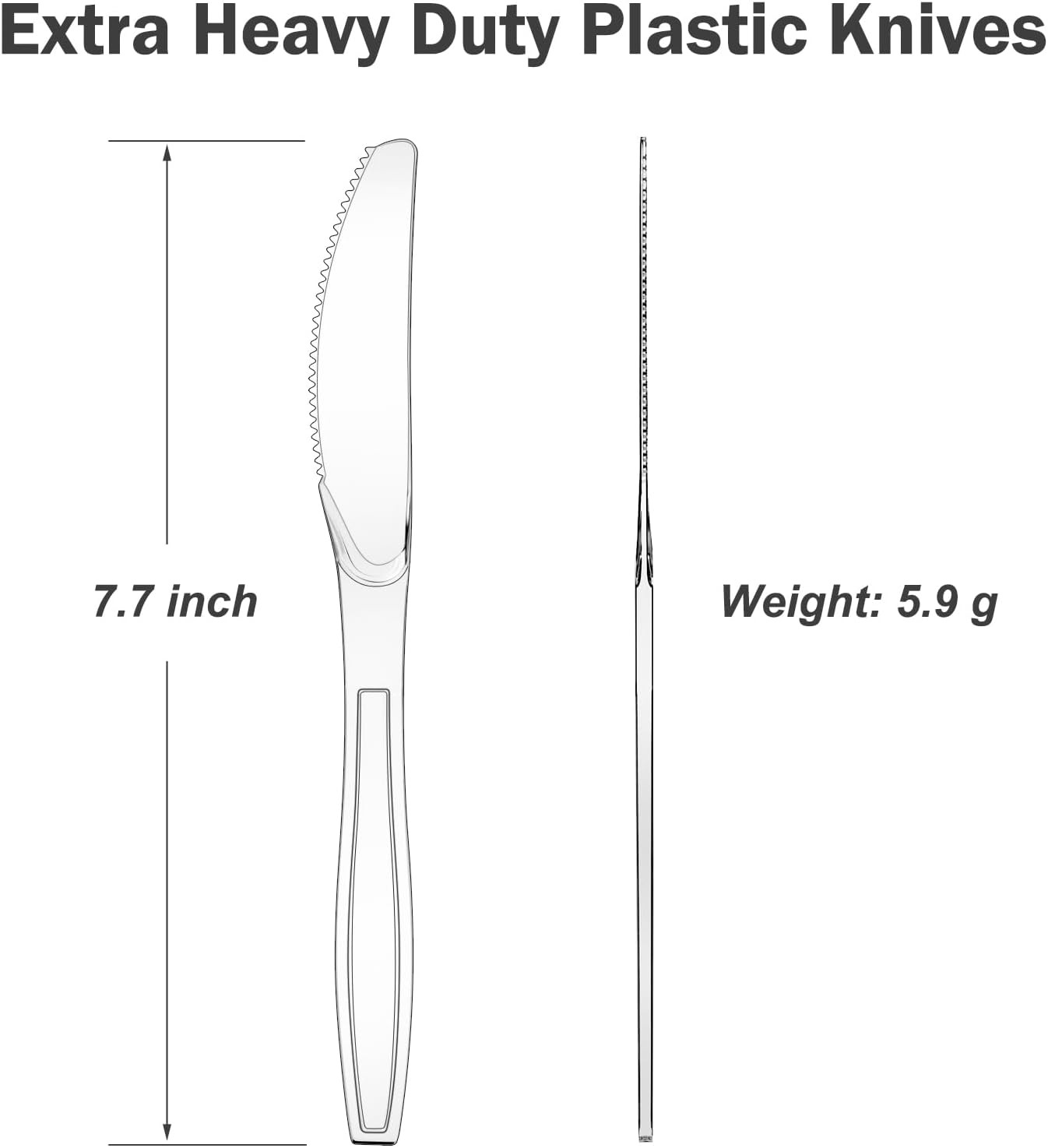 100 Count Extra Heavy Duty Clear Plastic Knives Disposable, Bpa-Free, Heat Resis