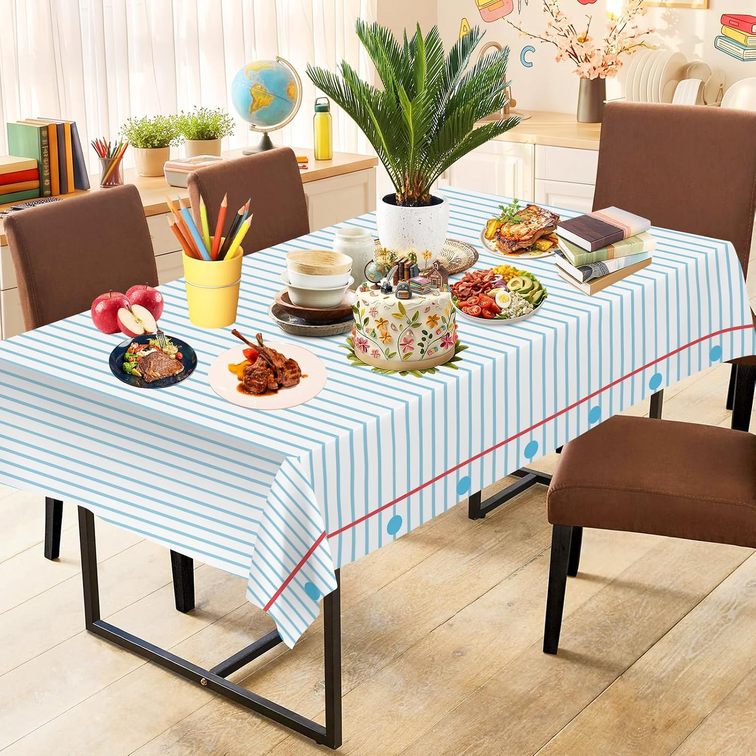 3 Pcs Back to School Decorations Tablecloth – Disposable Plastic Notebook Paper