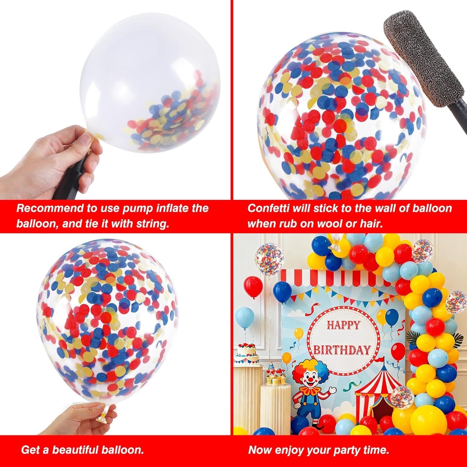 Carnival Circus Theme Party Decorations, Primary Color Balloon Arch Kit, 120p…