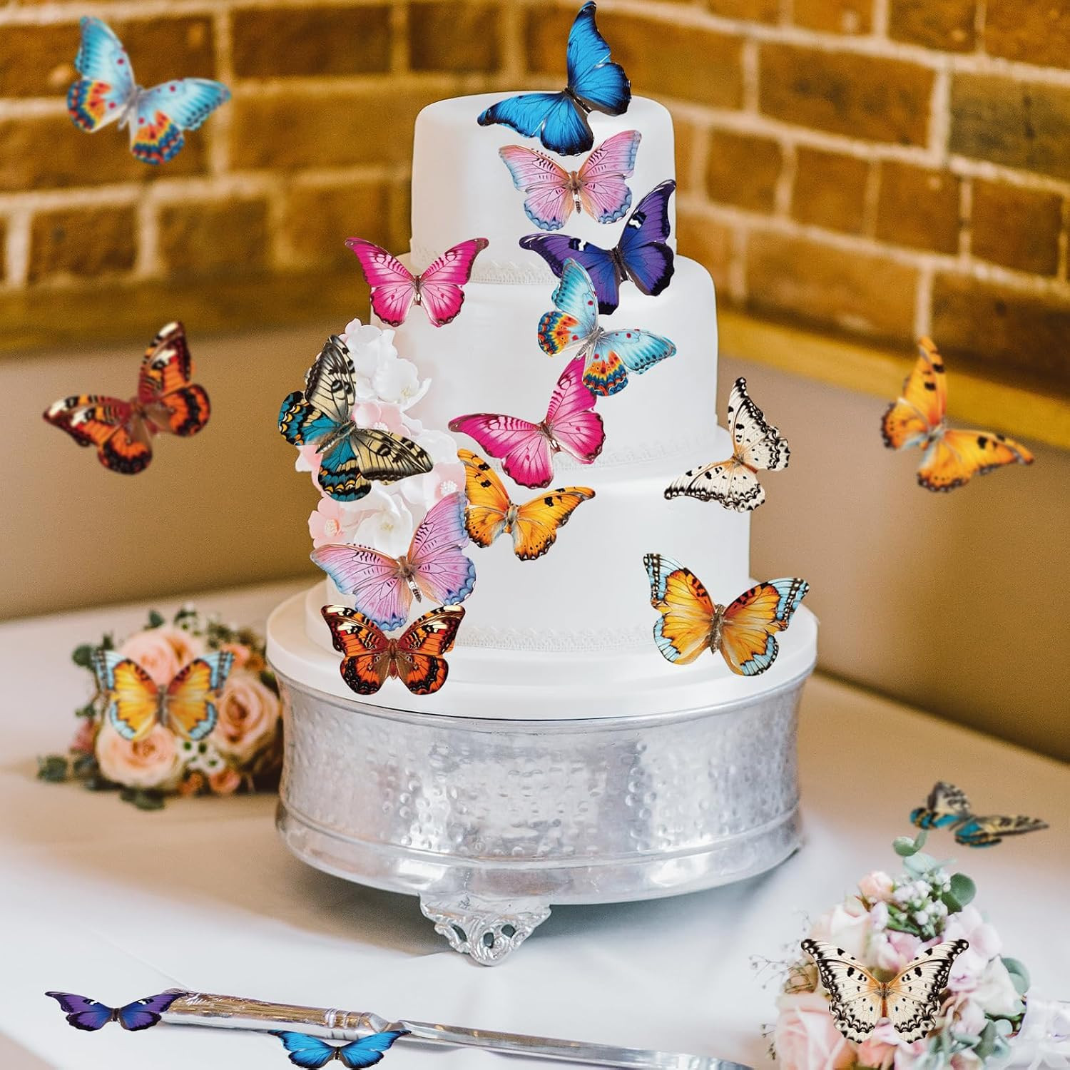 72PCS Edible Butterfly Cupcake Toppers Wafer Paper 3D Butterflies Cake Picks