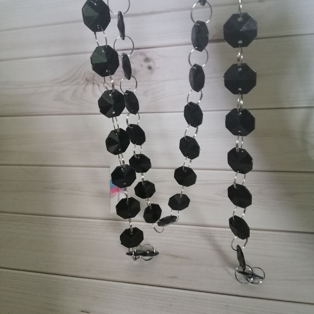 500Pcs Black Octagons + Rings Garland Bead Decoration Acrylic Crystal Chandelier
