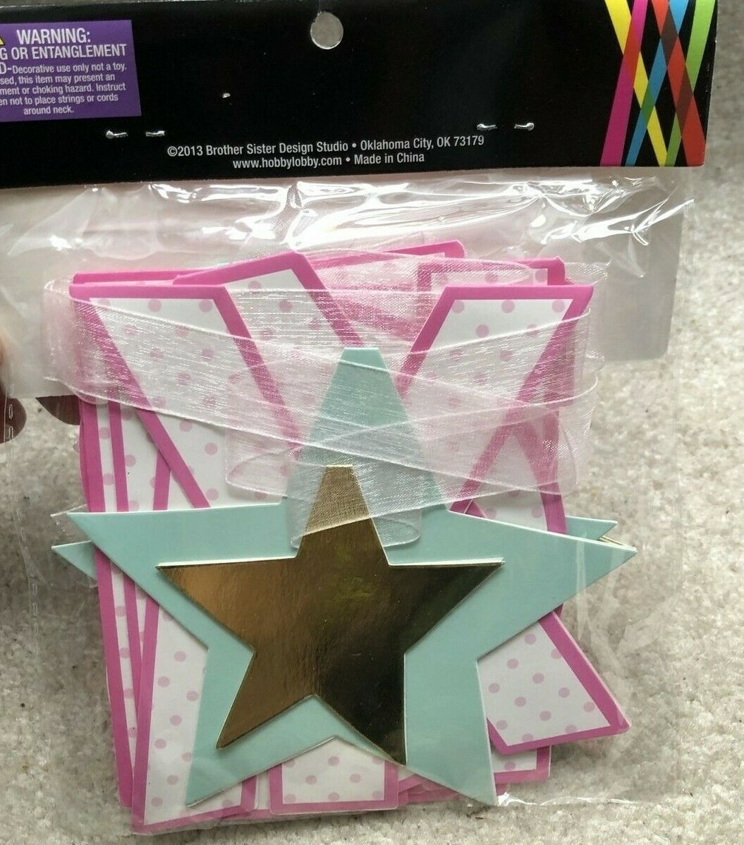 Happy1st Birthday Banner Kit 2pc Set -Pink/Mint Green/Gold -5.74ft NEW