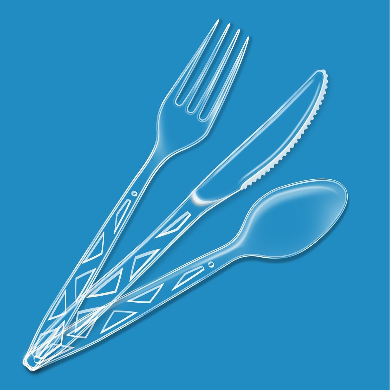 Amazon Basics Clear Plastic Cutlery Set 48 Count Forks Spoons Knives BPA Free