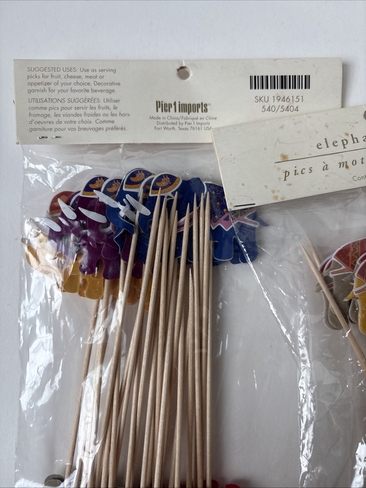 Lot of 2 Packs Pier 1 Elephant Picks Skewers Food Drinks Total 48 Picks