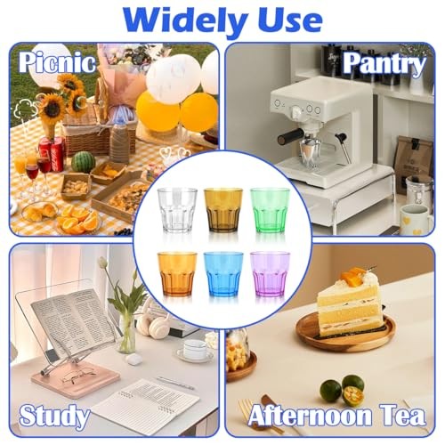 Plastic Drinking Glasses Set of 6, Unbreakable Coloured 6pc-6color-160ml/5.4oz