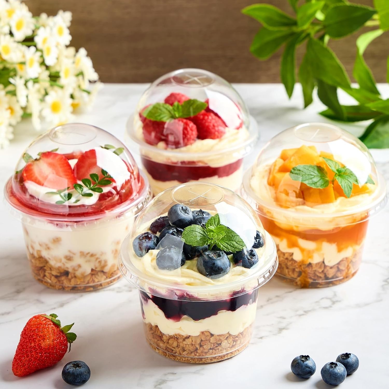 Disposable 8 oz Clear Dessert Cups with Dome Lids – Ideal for Every Celebration