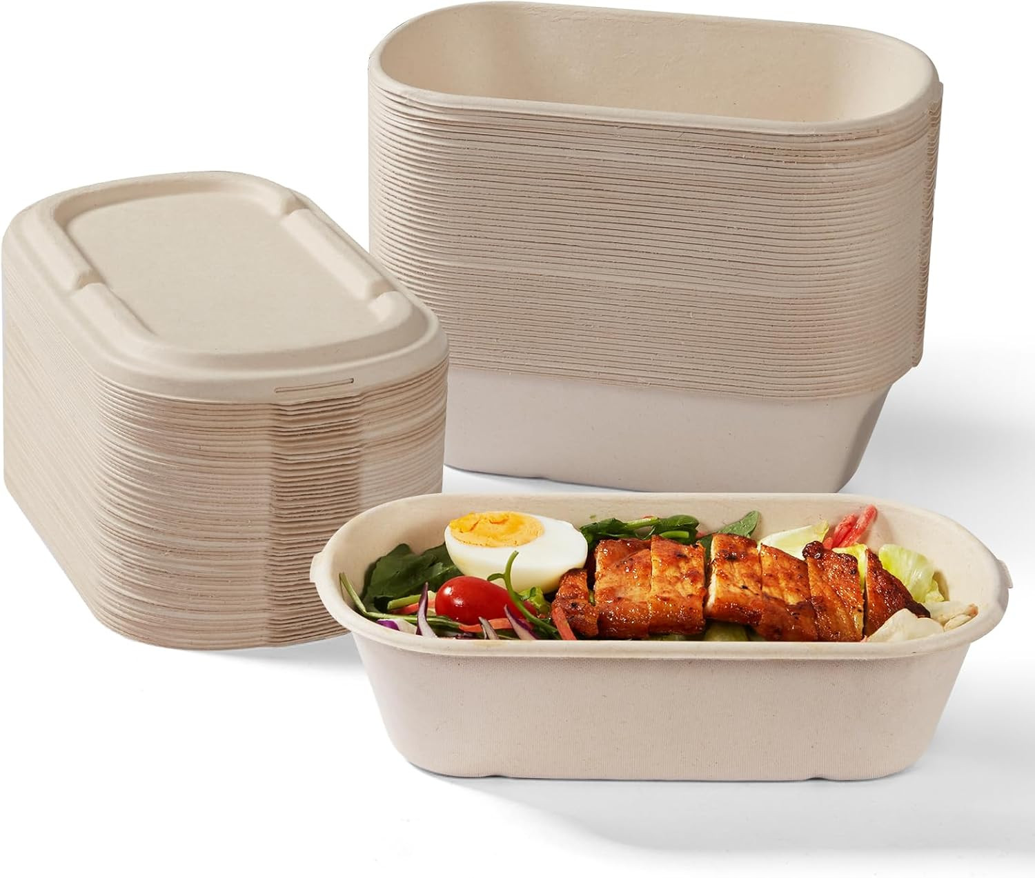 [100% Eco-Friendly] 34 Oz Disposable Food Containers with Lids – Sugarcane Pulp