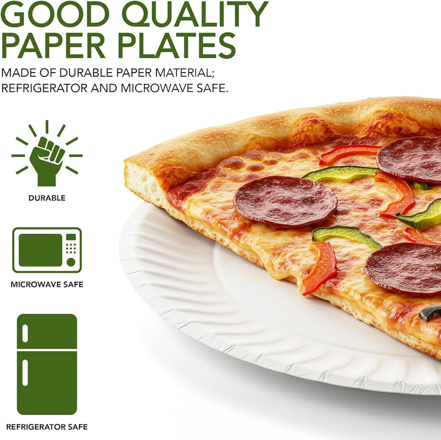 9-Inch Paper Plates Uncoated, Everyday Disposable Plates 9″ Paper Plate Bulk, Wh