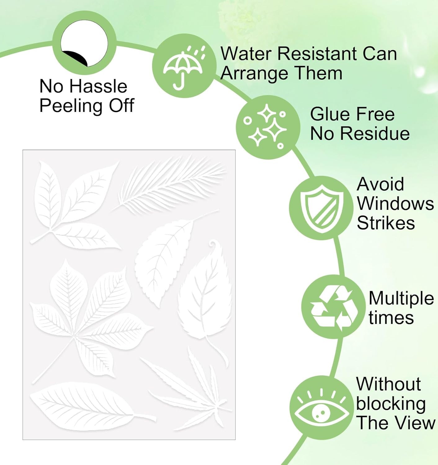 Window Clings for Birds, 26 Pcs Decals to Prevent Bird Strikes Clear
