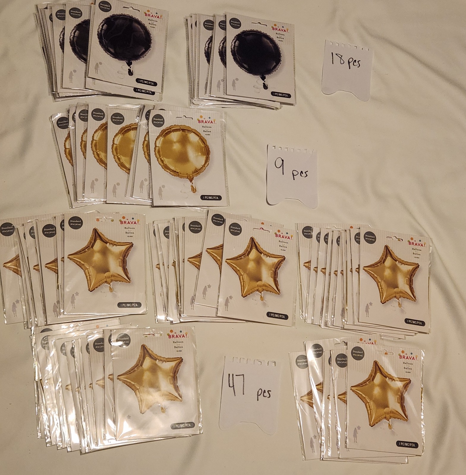 Lot of 370 Jumbo Foil Balloons Assorted Numbers Party Birthday Bulk *see Photos