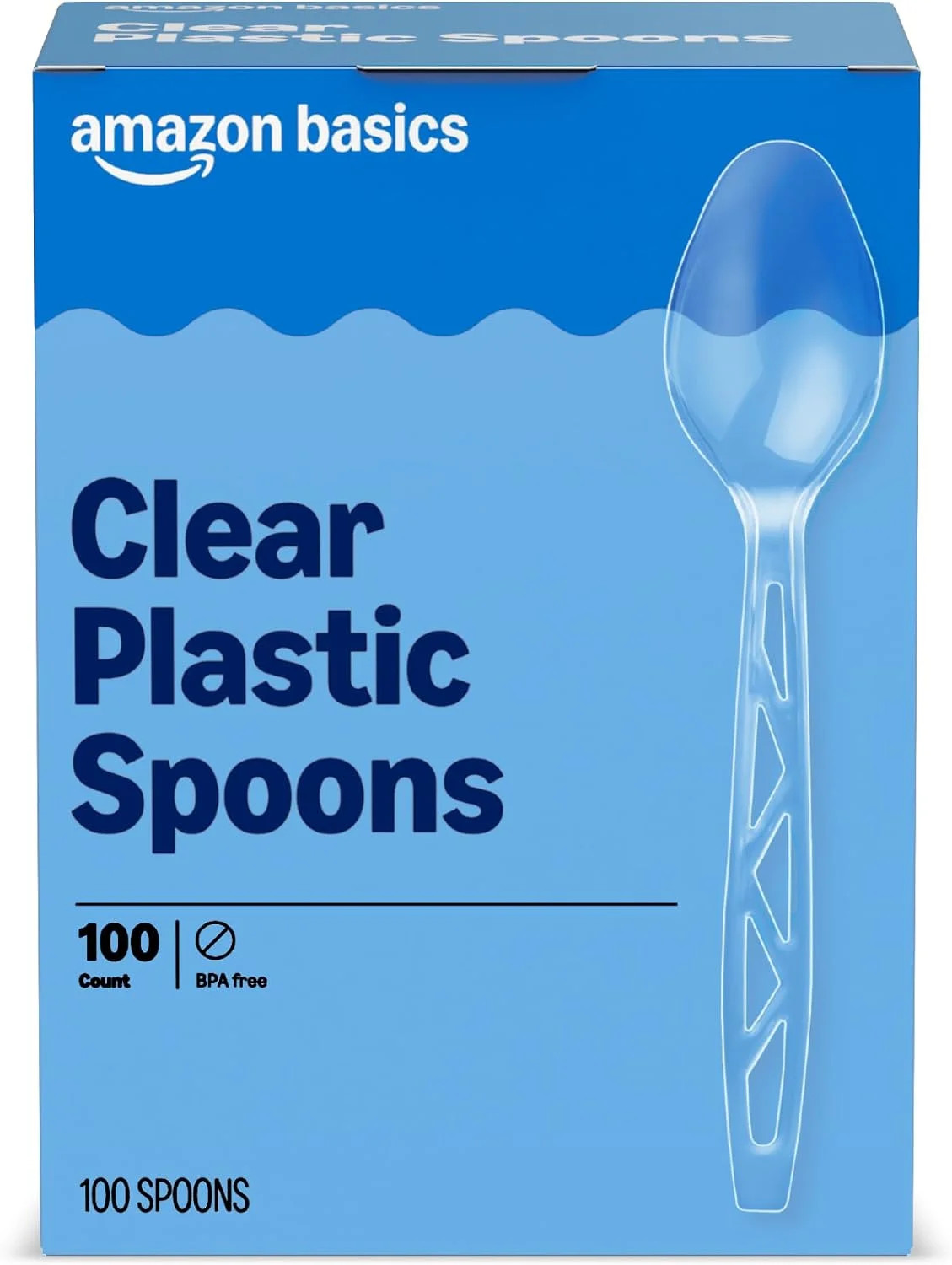 Disposable Clear Plastic Spoons, Premium Quality, 100 Count, Large