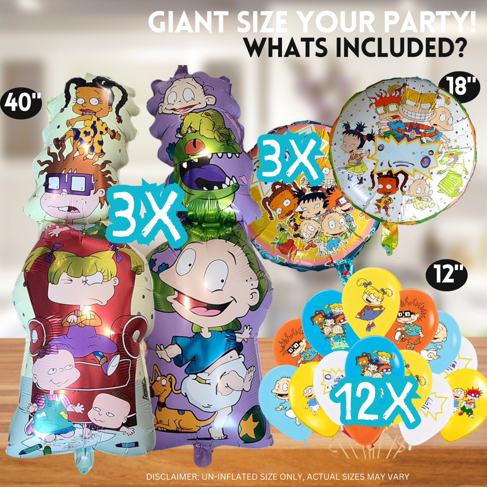 RUGRATS CUPS PLATE BANNER PARTY TABLE COVER SUPPLIES BALLOON CUPCAKE TOPPER CAKE