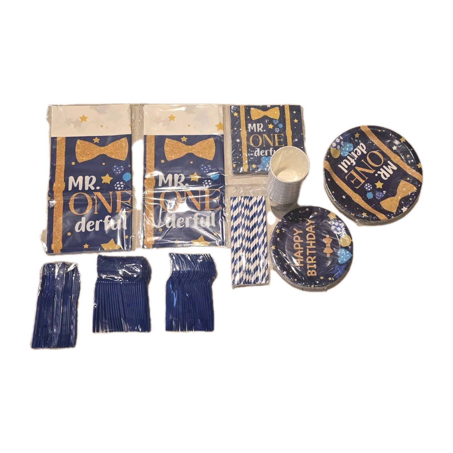 Baby Boy First Birthday Decorations, Mr Onederful 1st Birthday Party Serves 24