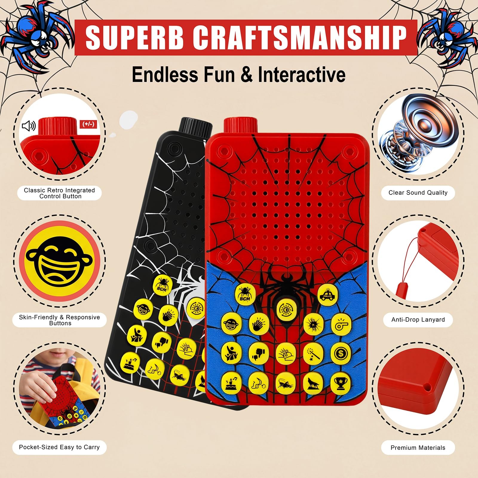 ZDCZ Sound Effects Machine – 16 Hilarious Sounds Prank Noise Maker Small, Red