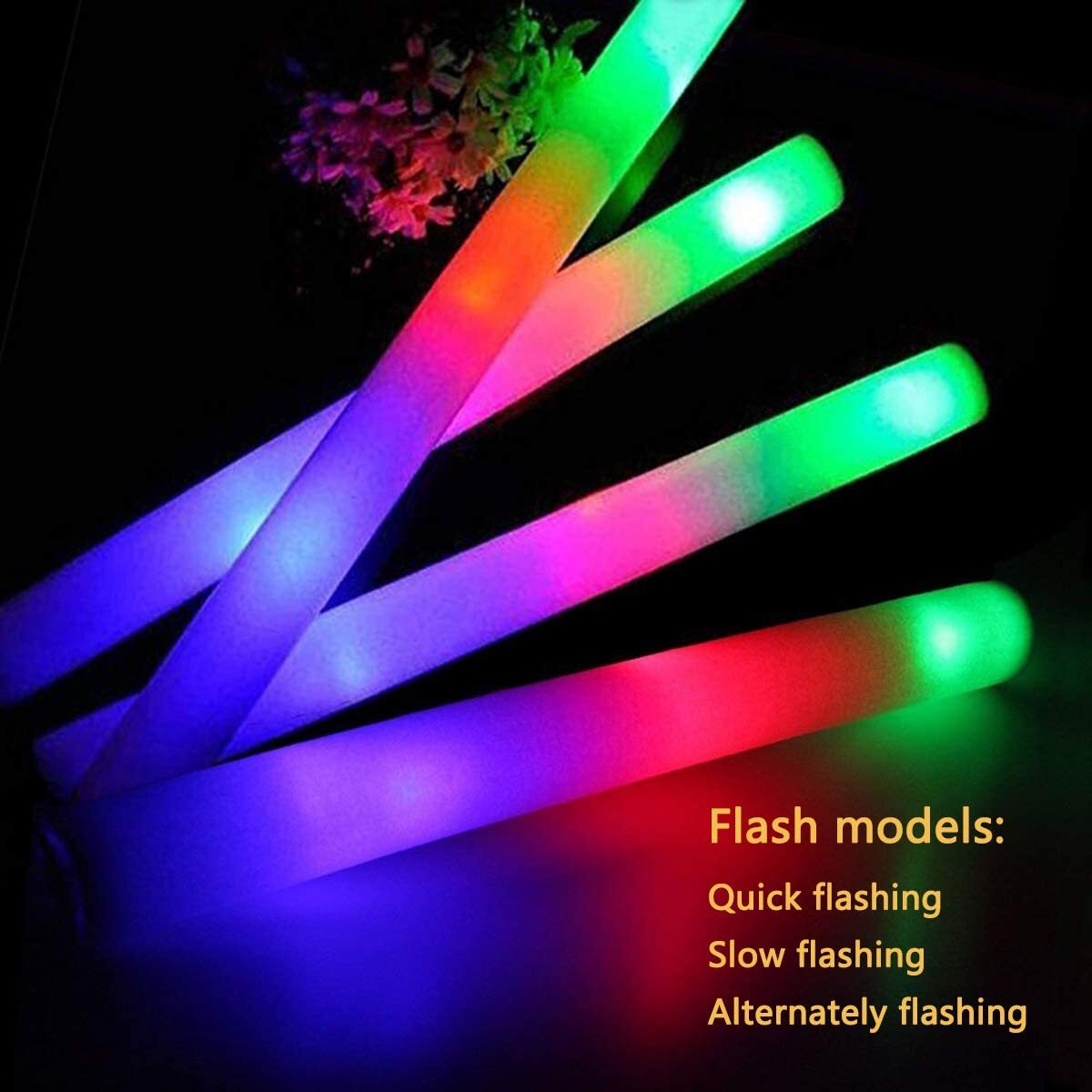 100-500 LED Light Up Foam Sticks Wand Rally Batons DJ Flashing Glow Stick Party