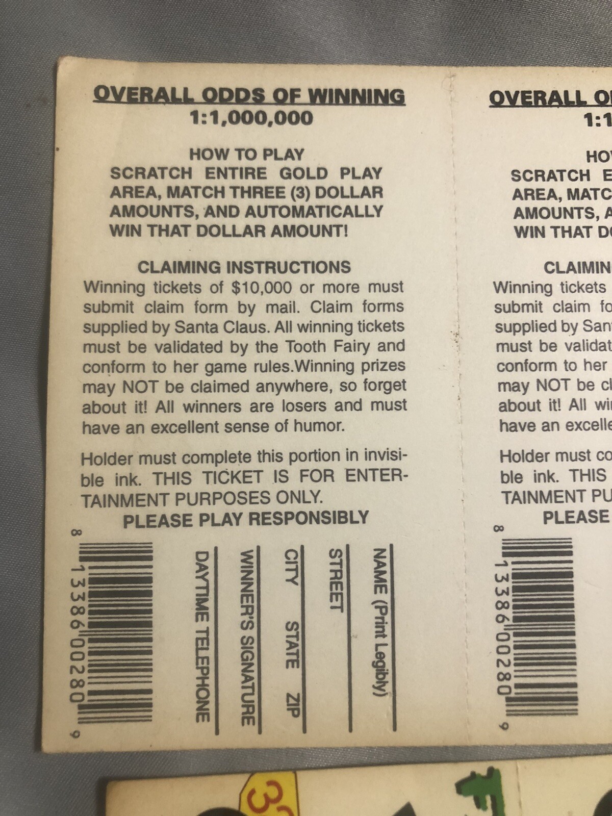 30 Fake Lottery Tickets, Prank, Not Real, Joke, Gag, gifts Party FREE Shipping