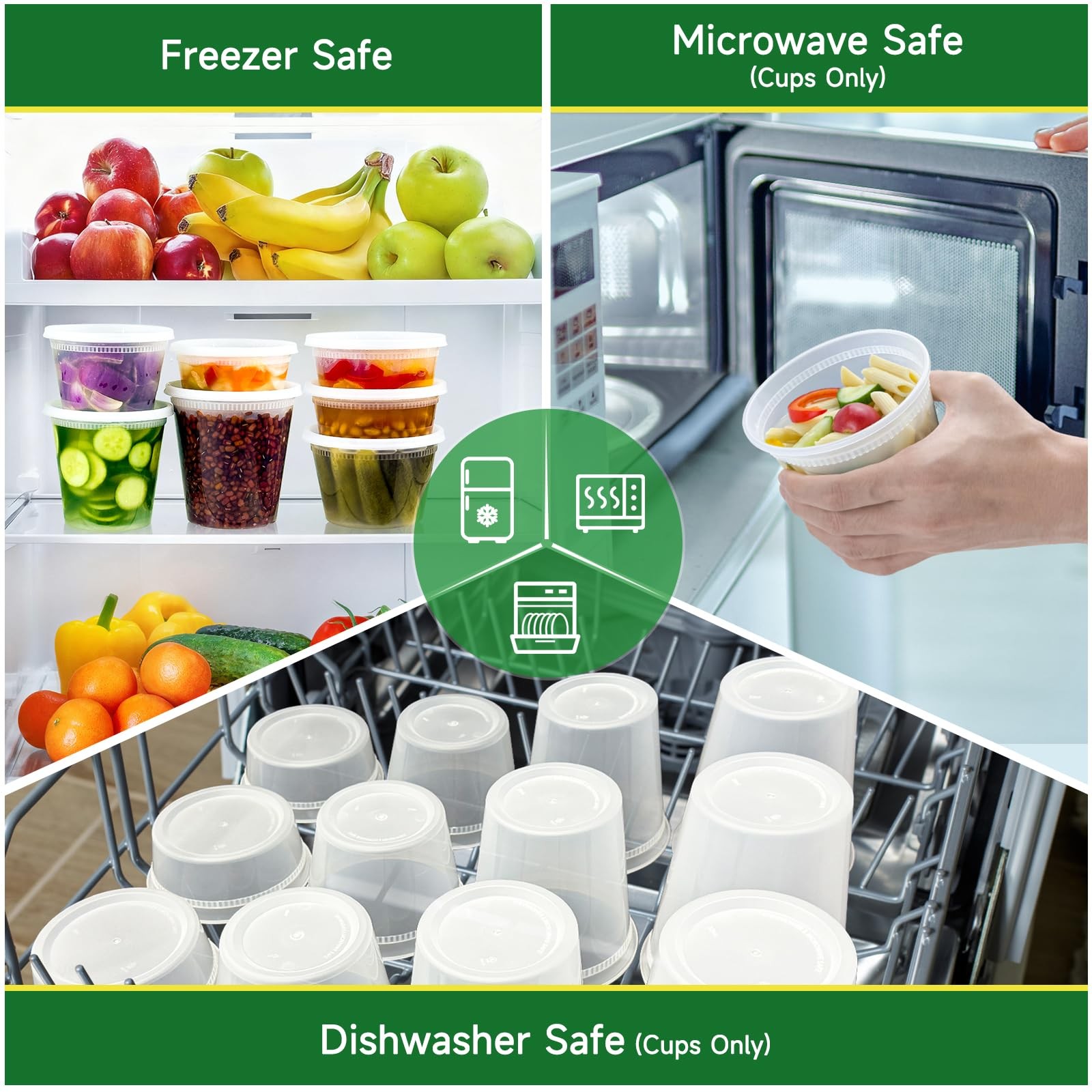 Dealusy 50 Set 24 oz Deli Containers with Lids, Leak-Proof BPA Free Plastic Take