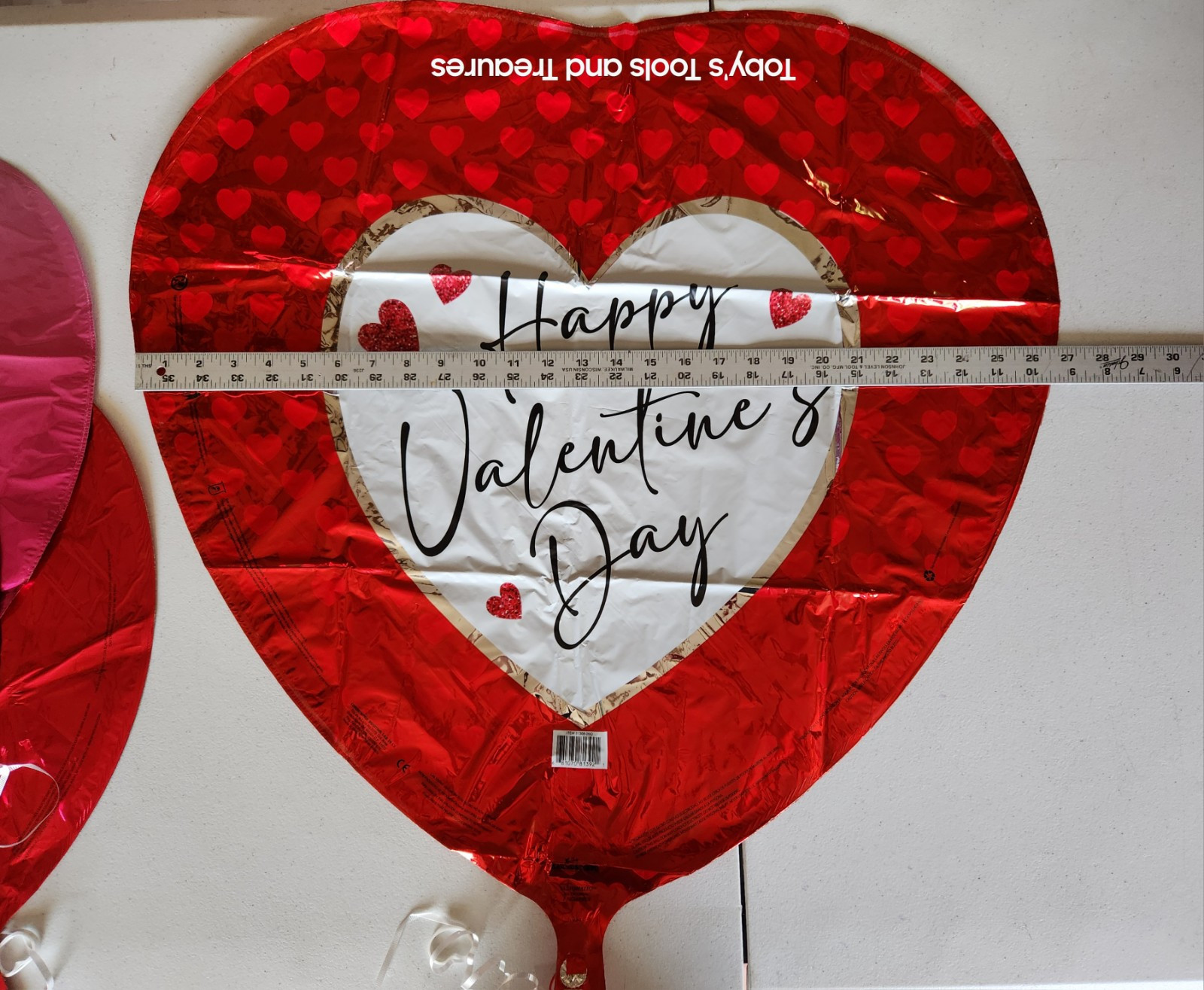 5 Happy Valentine’s Day Helium Balloons 28″ Heart Balloon & 18″ Hearts w/strings