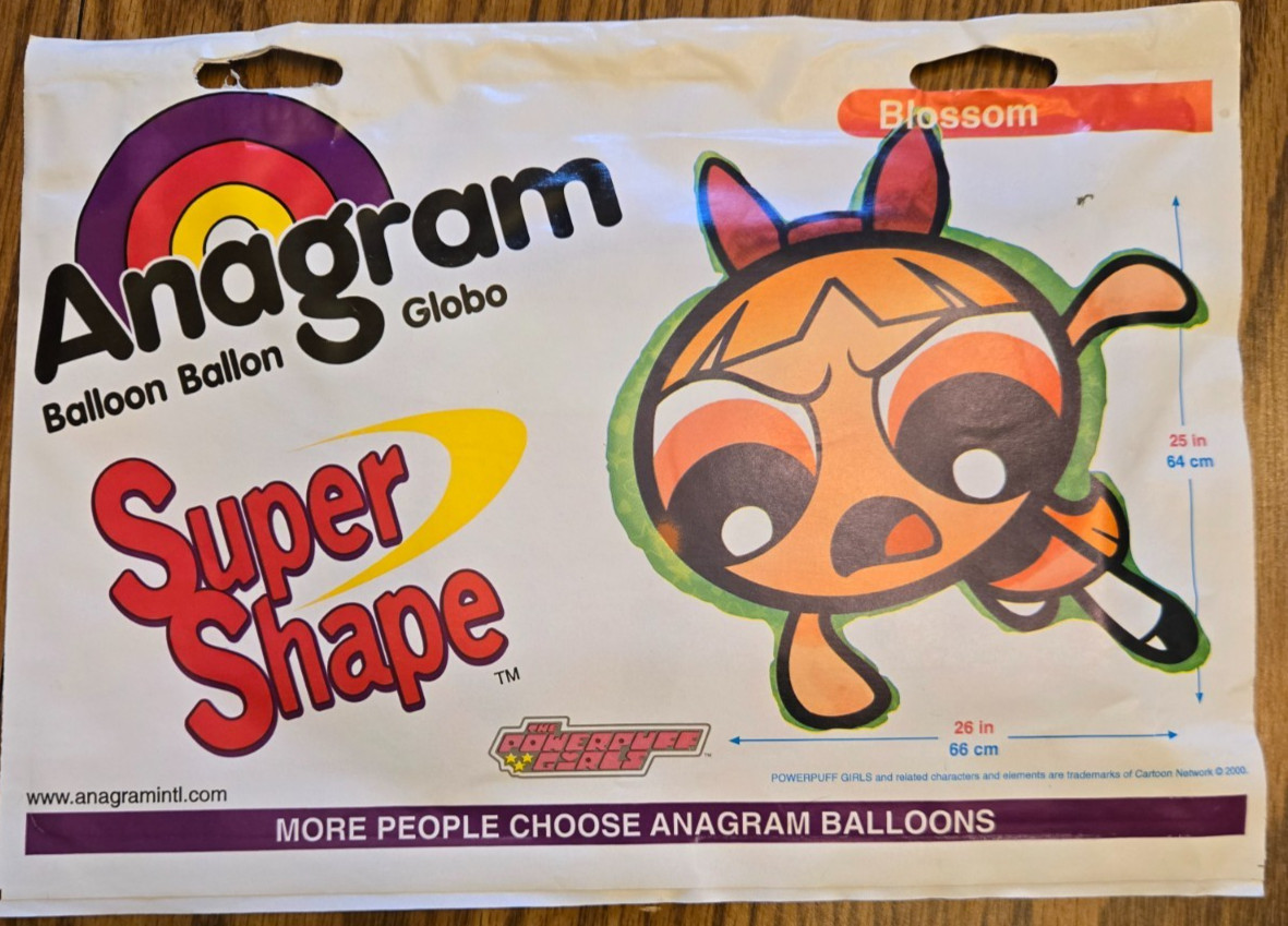 Vintage supershape large power puff girls Blossom all occasion mylar balloon new