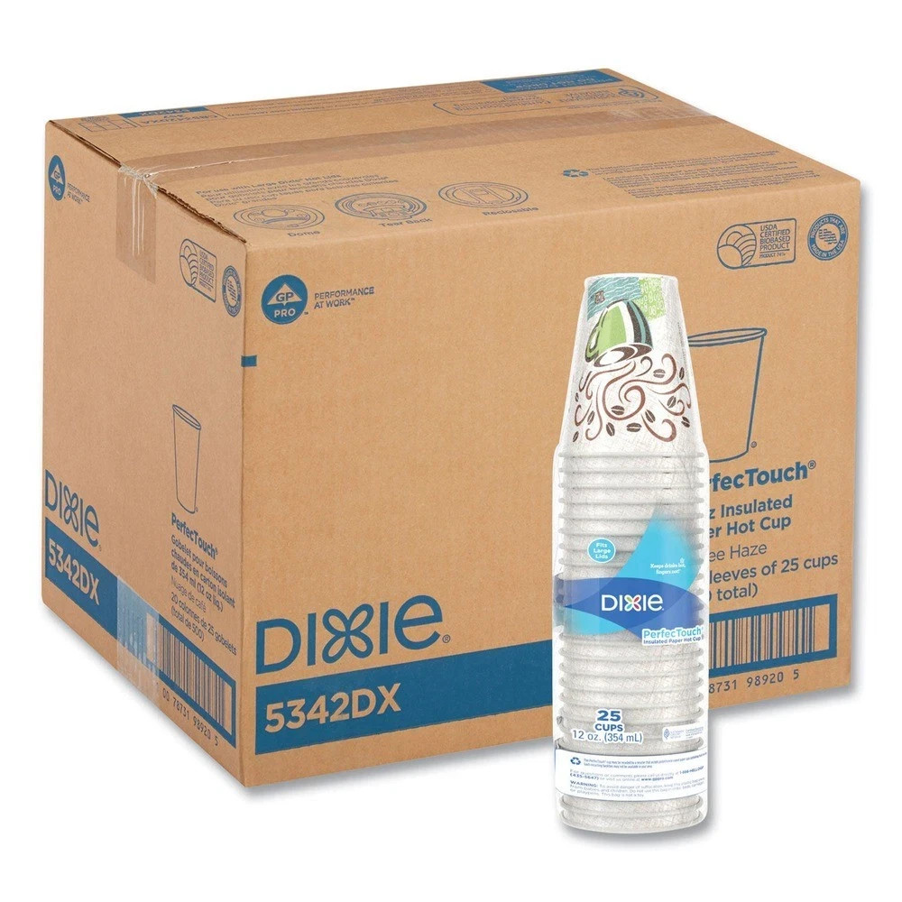 Dixie 5342DX PerfecTouch 12 oz.Paper Hot Cups – Coffee Haze (500/CT) New