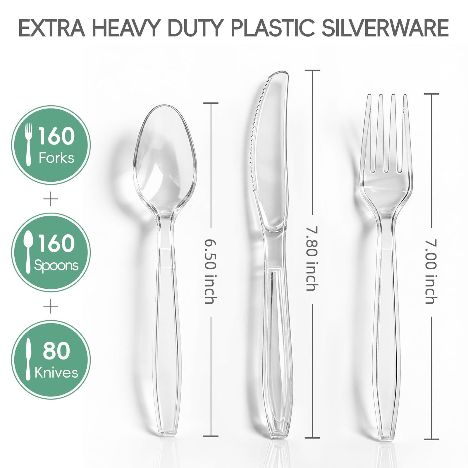 400 Count Clear Plastic Silverware, Extra Heavy Duty Plastic Utensils Set Inc…