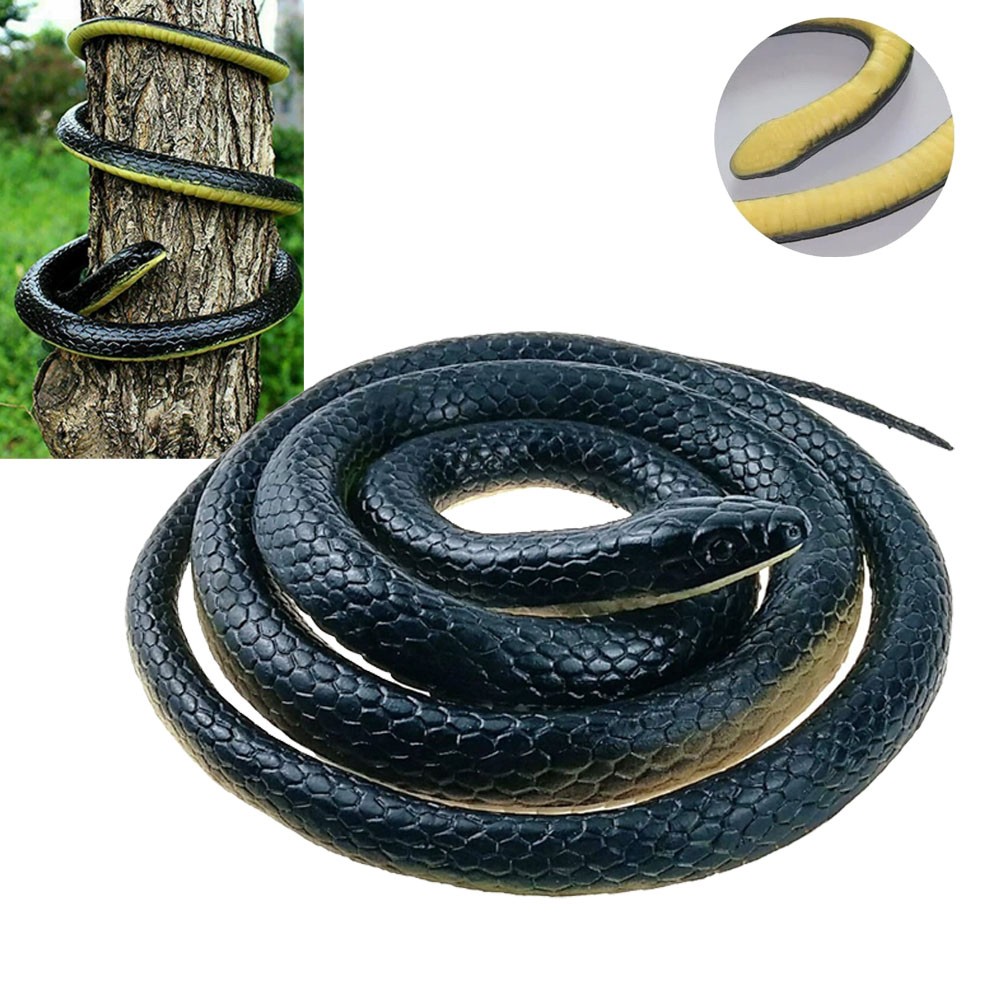 1/2X Realistic Fake Snake 50″ Lifelike Scary Rubber Scare Toy Prank Party Garden