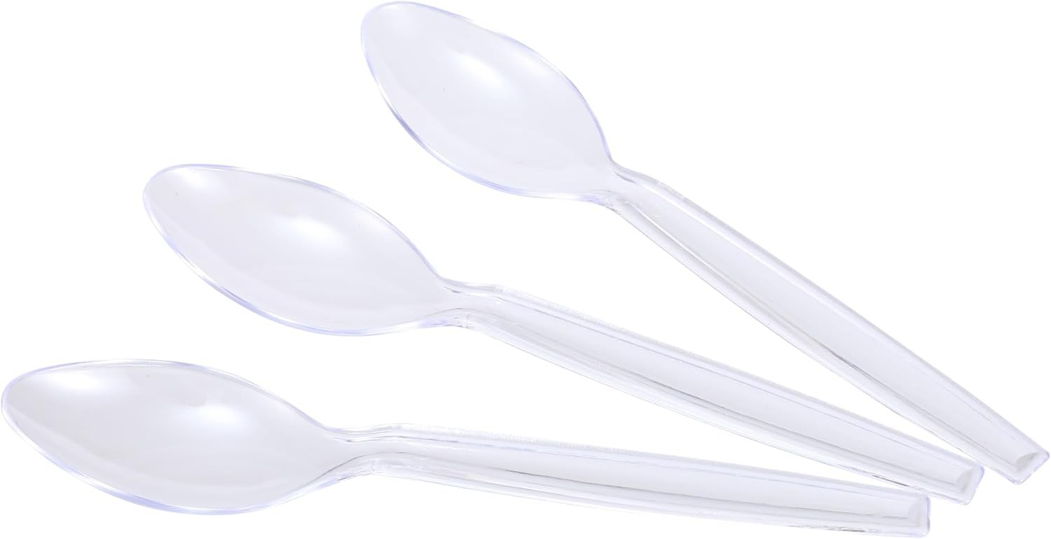 Glad Clear Plastic Spoons – Dishwasher Safe Clear Disposable Heavy Duty Utensils