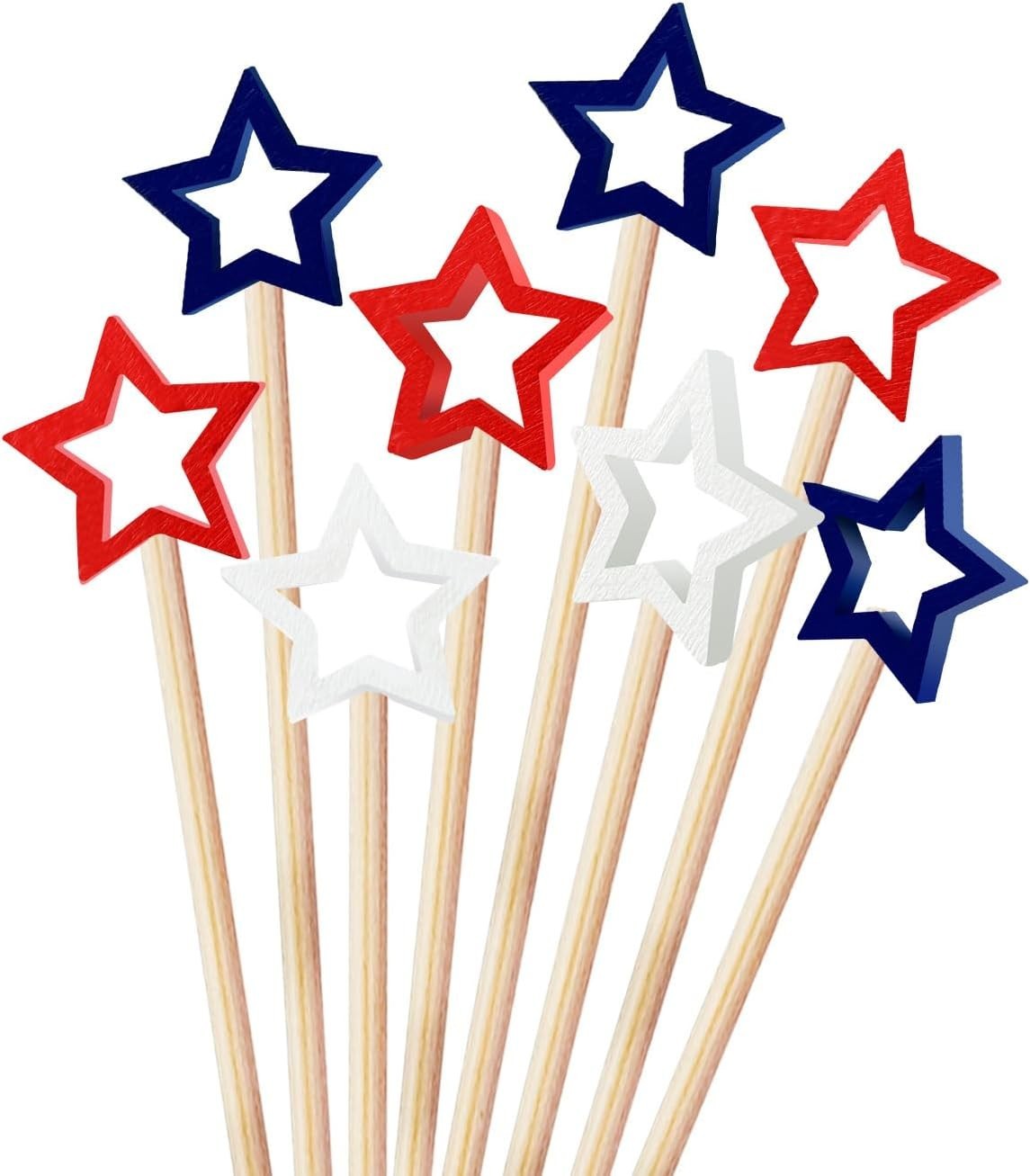 60 Counts 5.5 Inch Star Cocktail Picks Red White Blue Fancy Toothpicks Fruit …