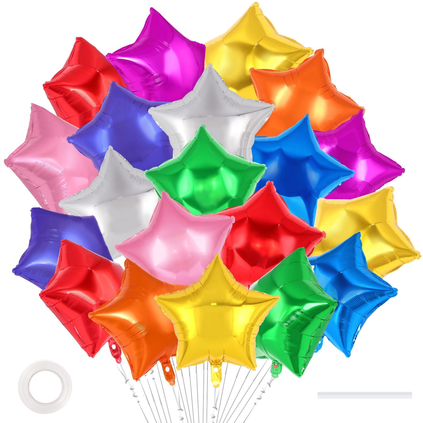 20 Pcs Star Balloons,18 Inch Mixed Color Star Foil Balloons,Stars Shaped Ball…