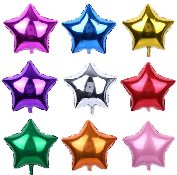 1-10 5″ 10″ 18″ 24″ Star Solid Foil Balloon Helium Ball Baby Shower Graduation
