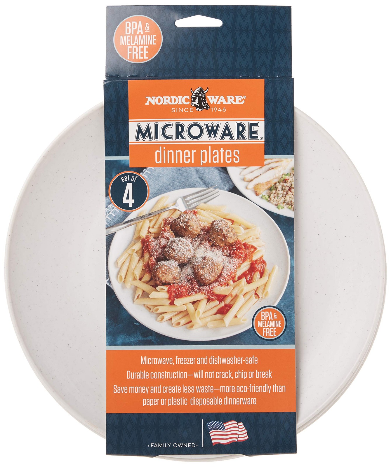 Nordic Ware Polypropylene Plates 10″L x 10″W x 0.88″H (Pack of 4), White