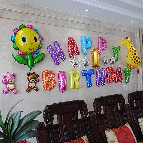 16″ Happy Birthday Party Foil Balloons 13 Letters Colorful Reusable Decoration