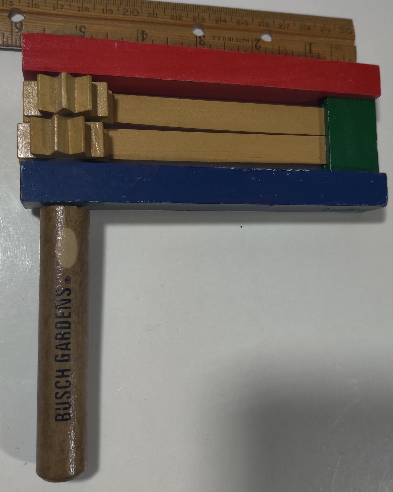 Busch Gardens Grogger Double ratchet noise maker 6 X 6.5 Inches Painted Matraca